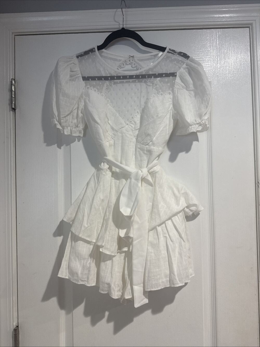 City Vibe White Ivory Romper Dress With Ruffles Size 3 Cottagecore Indie Boho - Picture 1 of 14